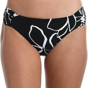 La Blanca Women's Moonlit Reversible Bikini Bottom BLACK WHITE sz 10 new